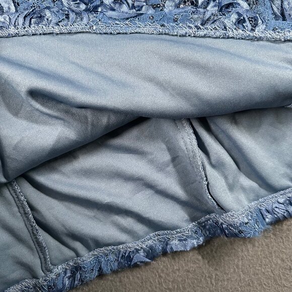 Alex Evenings Dress Womens 12 Blue Rosette Gown Cocktail Short Back Zip Wedding - Picture 4 of 11